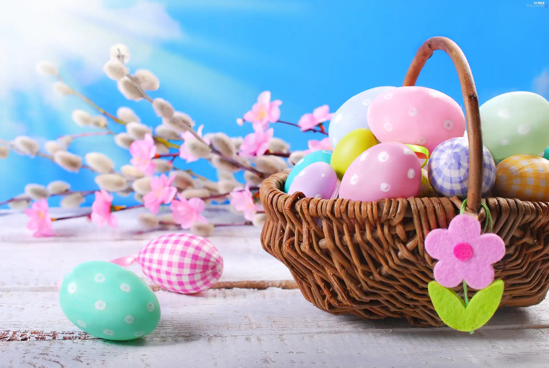 basket, decoration, eggs, eggs, Easter
