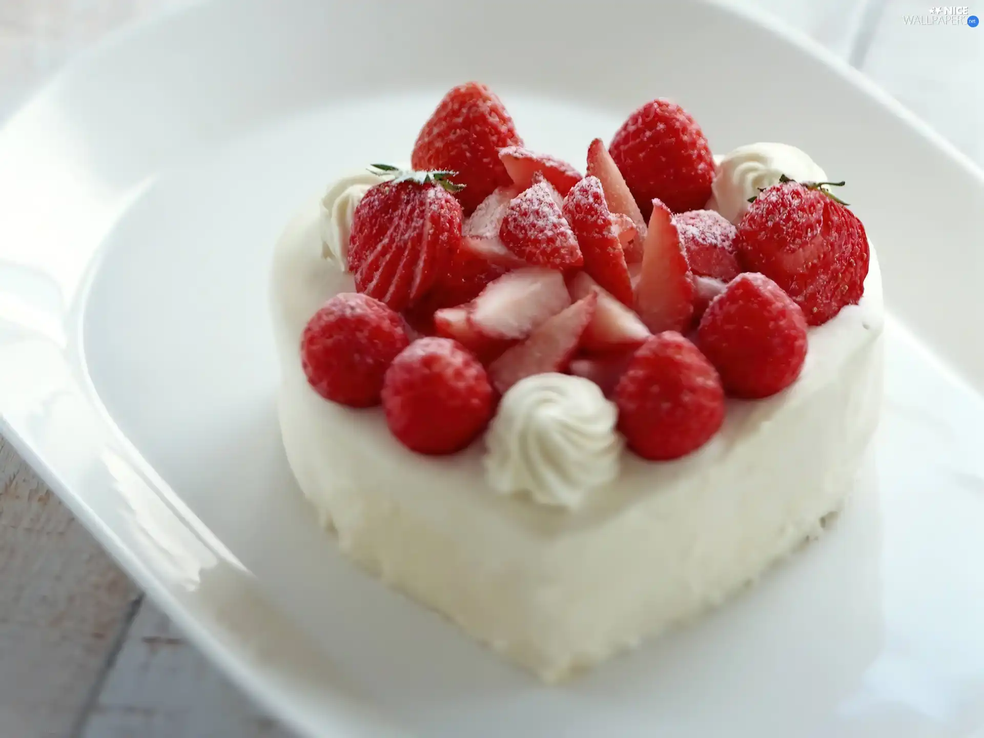dessert, whipped, cream, strawberries