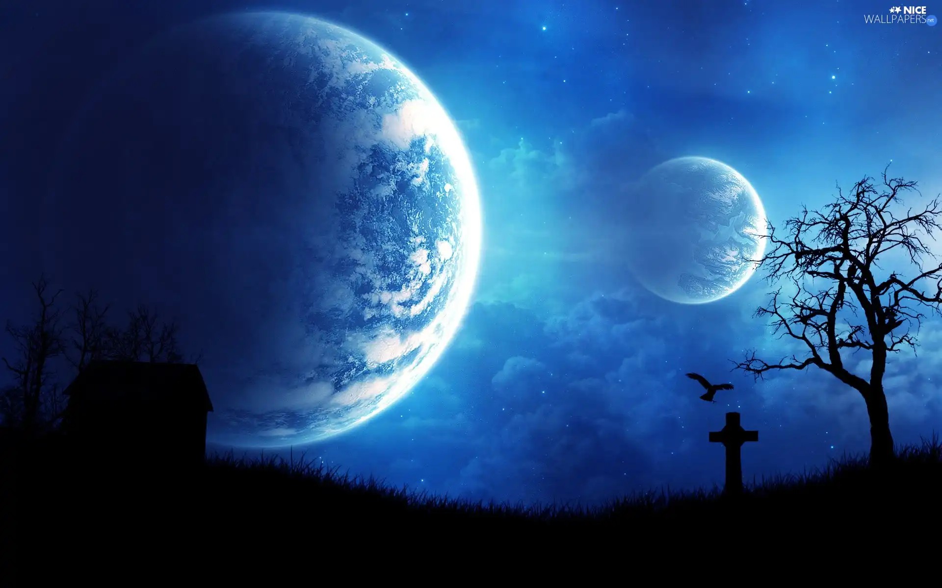 dark, cemetery, Planet