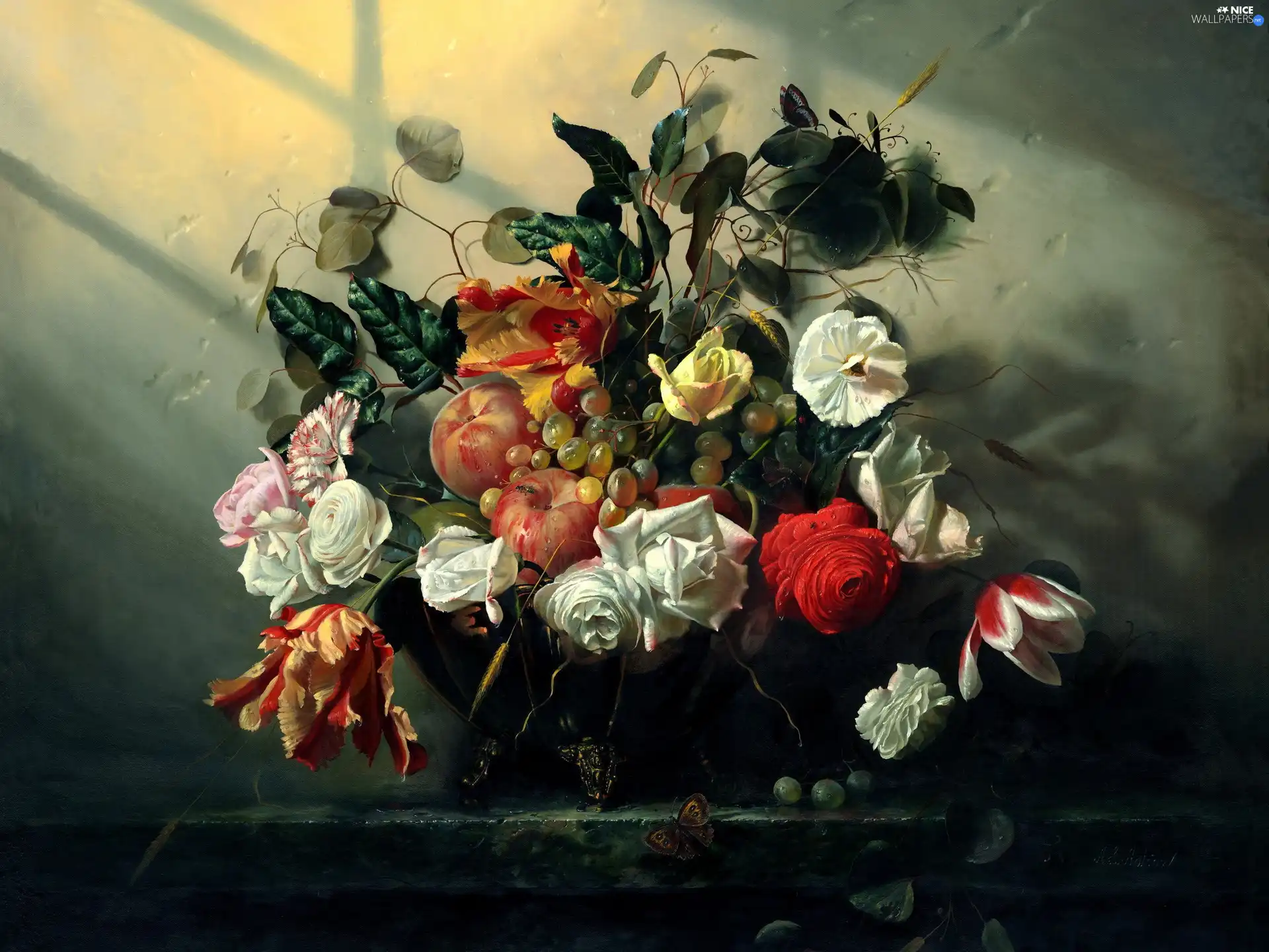 Fruits, picture, still life, Flowers, Alexei Antonov