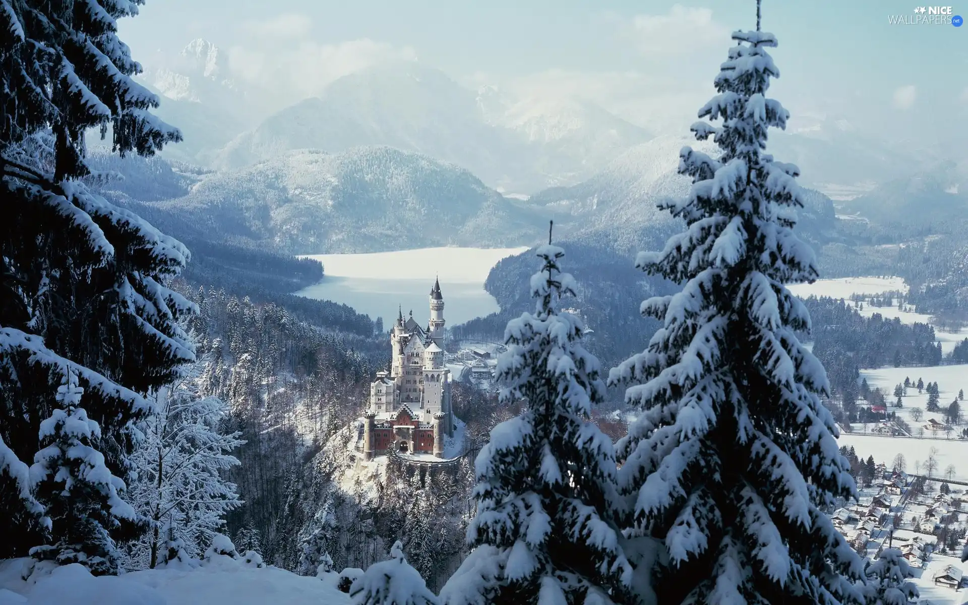 Castle, winter, Germany, Neuschwanstein