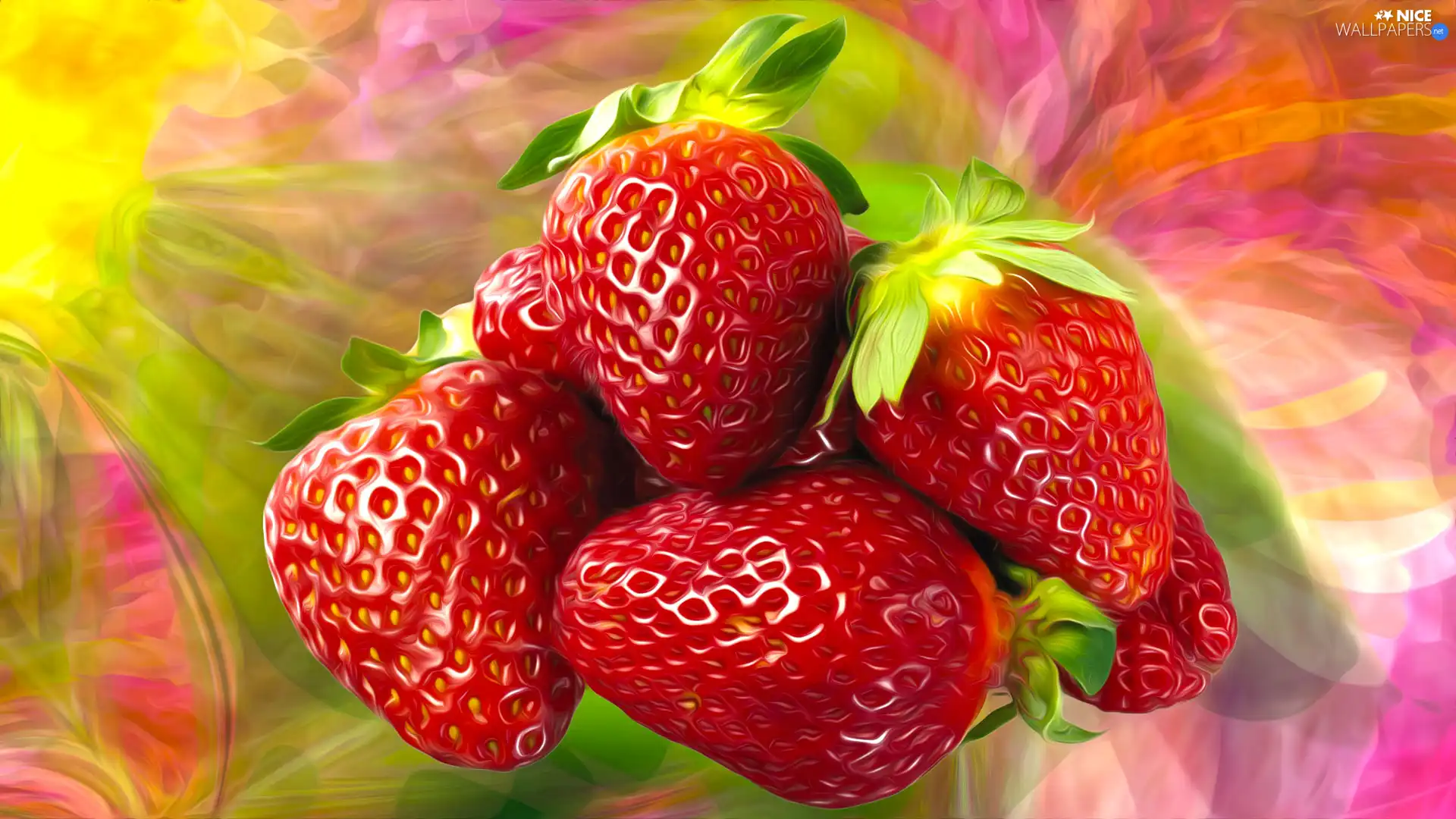 Colorful Background, strawberries, graphics