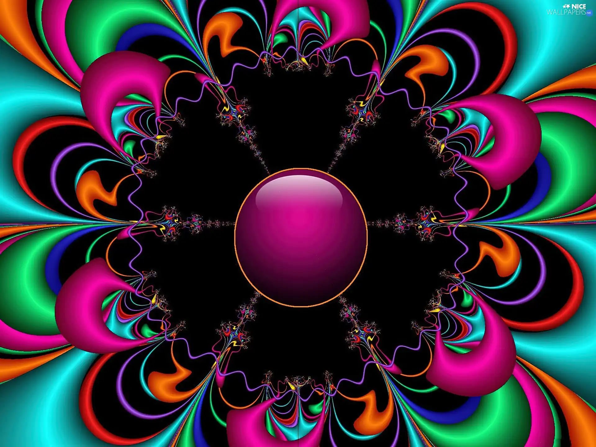 symmetric, abstraction, graphics, Colourfull Flowers