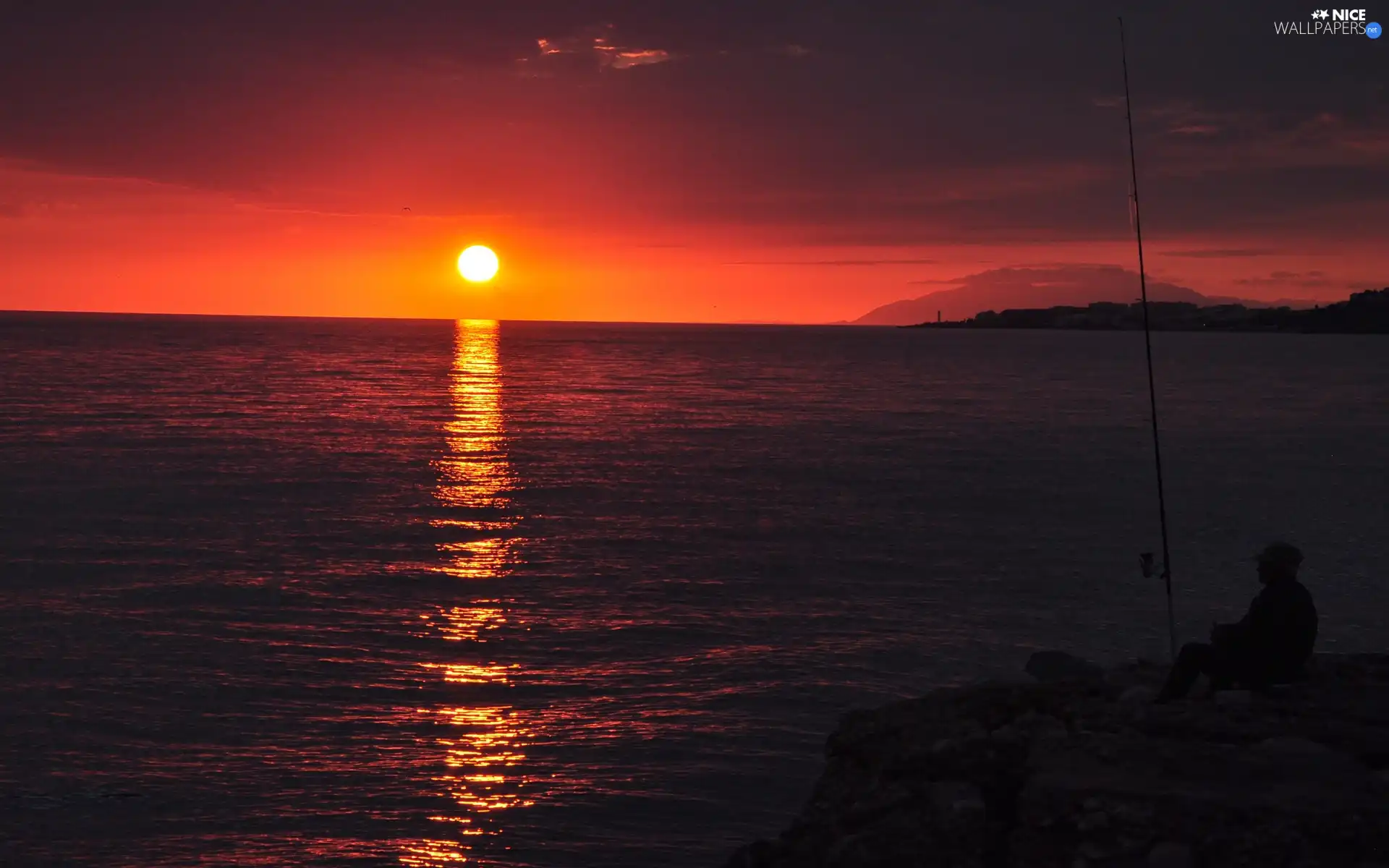 angler, sea, Great Sunsets
