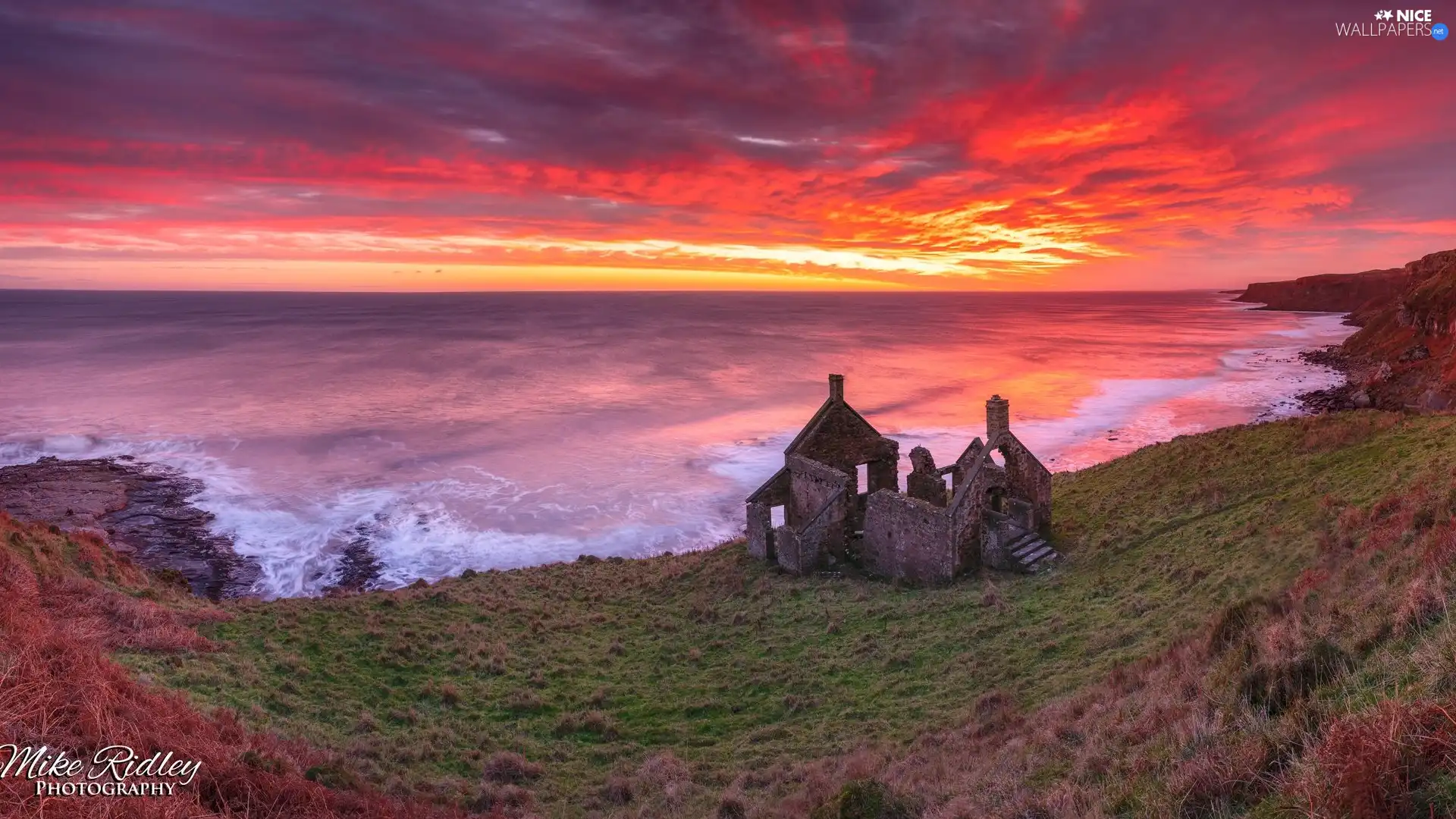 sea, Great Sunsets, Scotland, ruins