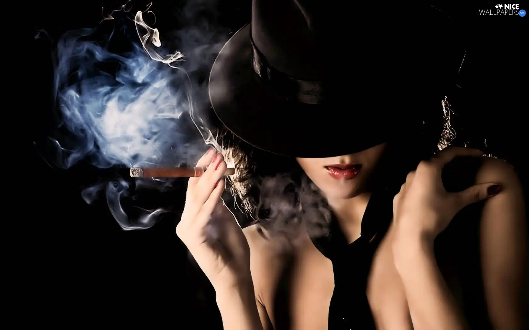 Hat, Women, cigar