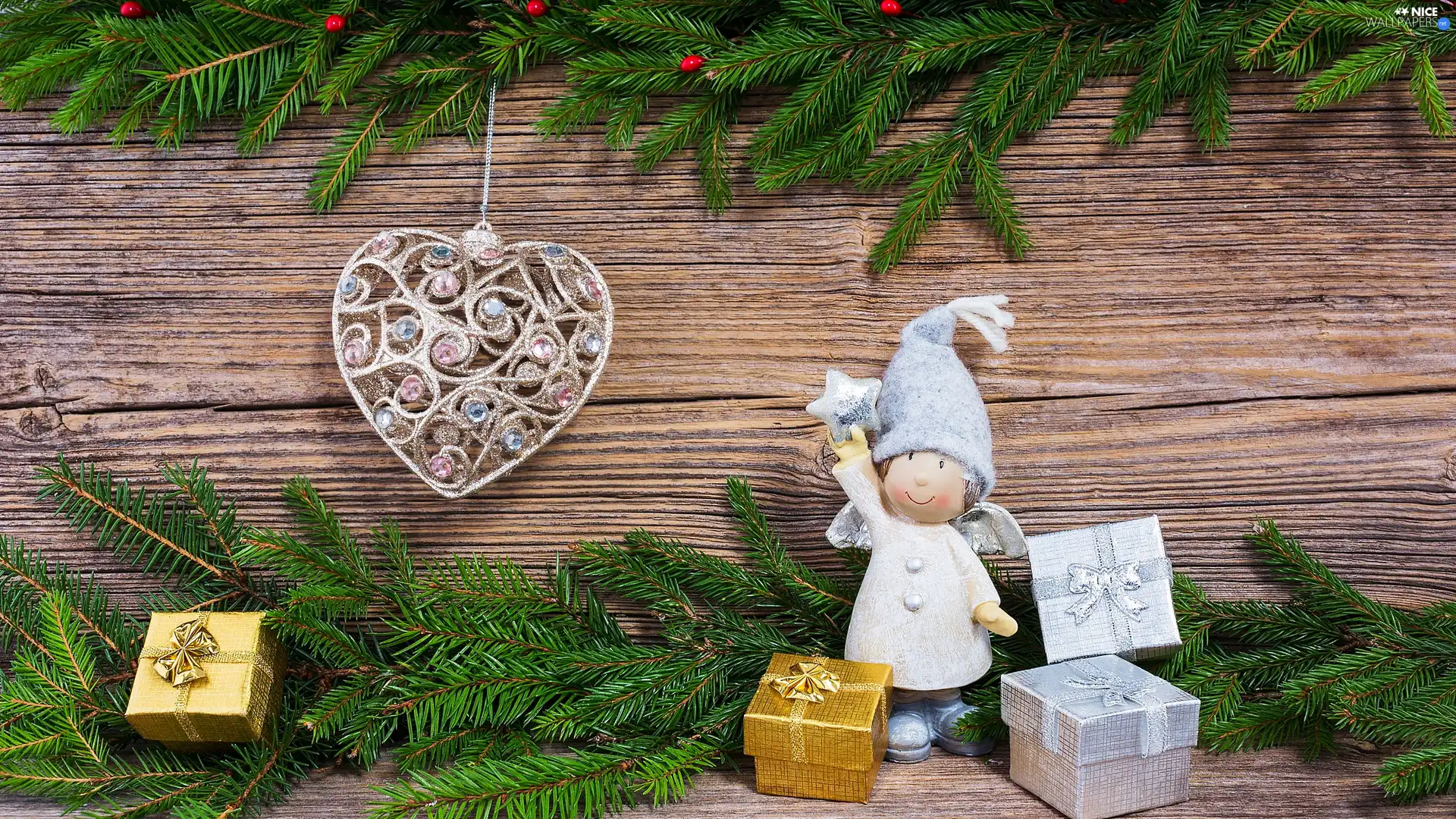 angel, gifts, boarding, Twigs, Pendant, decoration, Christmas, Heart
