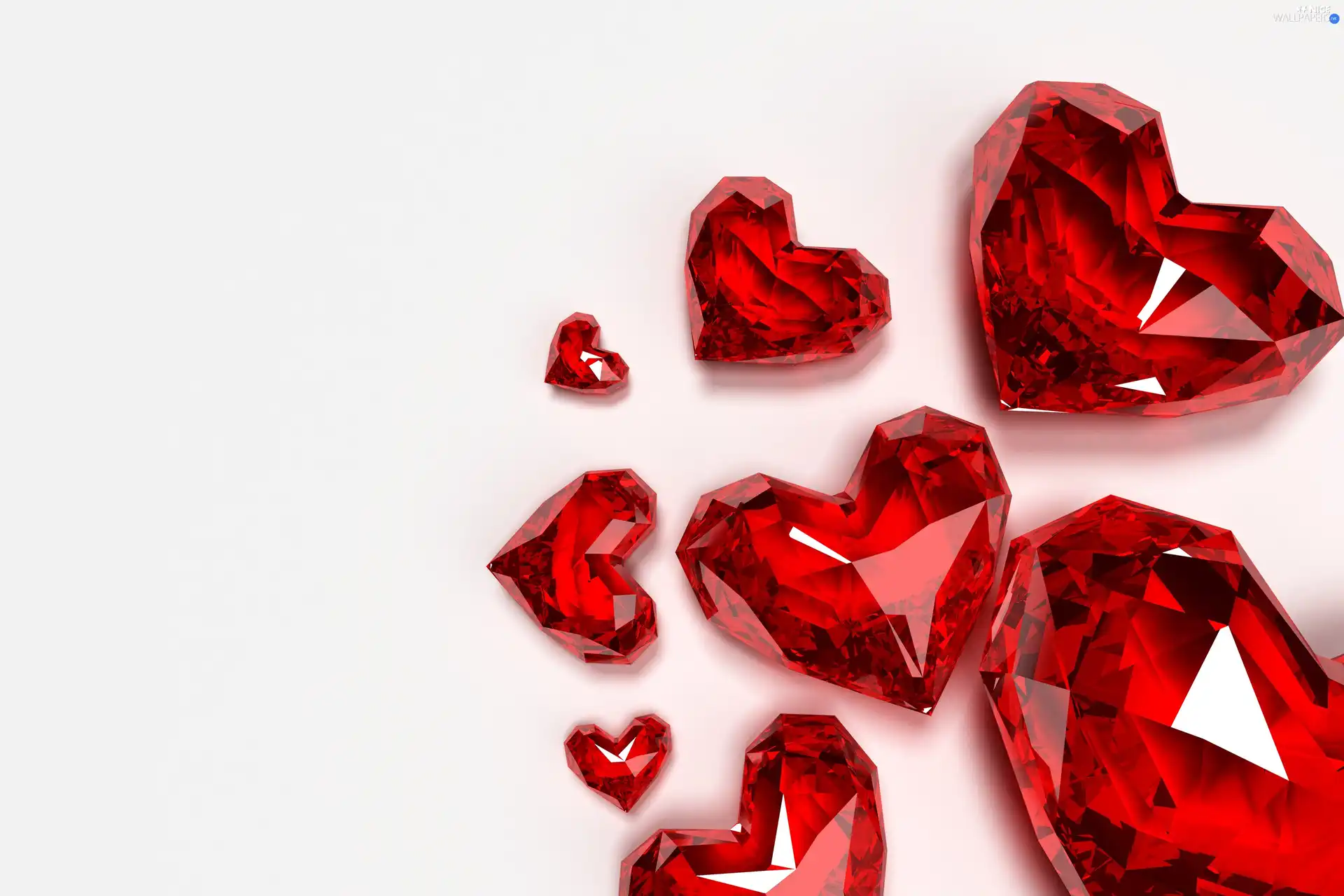 hearts, Crystal, Red