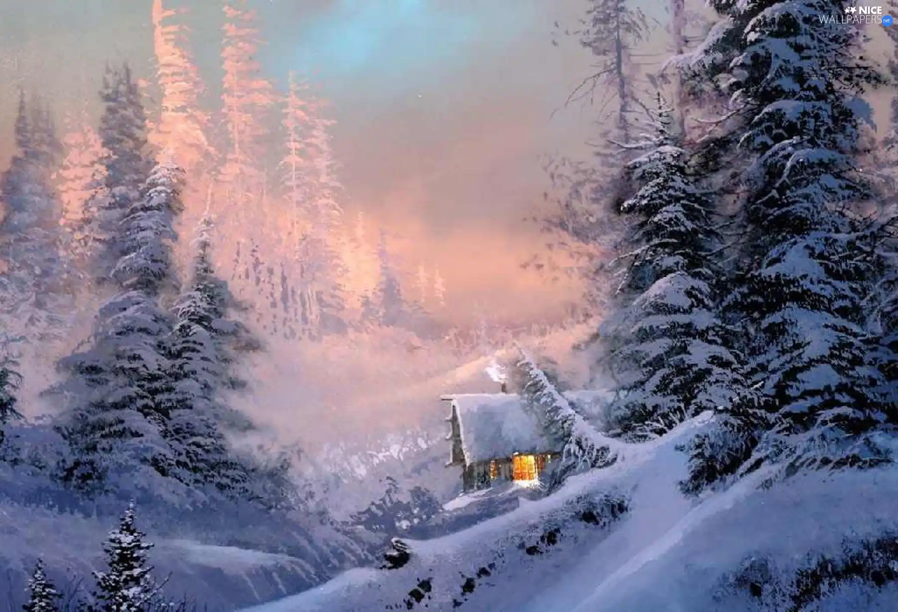 winter, Christmas, Home, forest