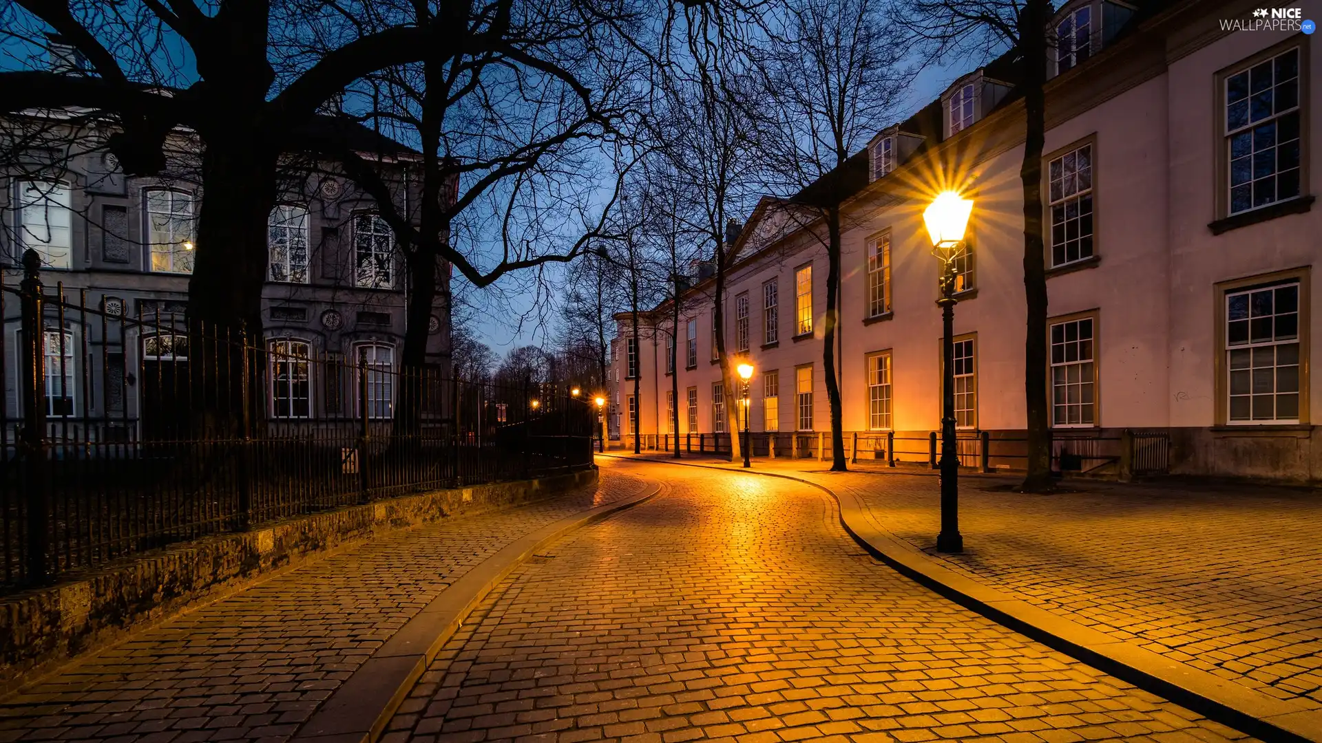 Breda City, Netherlands, Houses, lanterns, Street