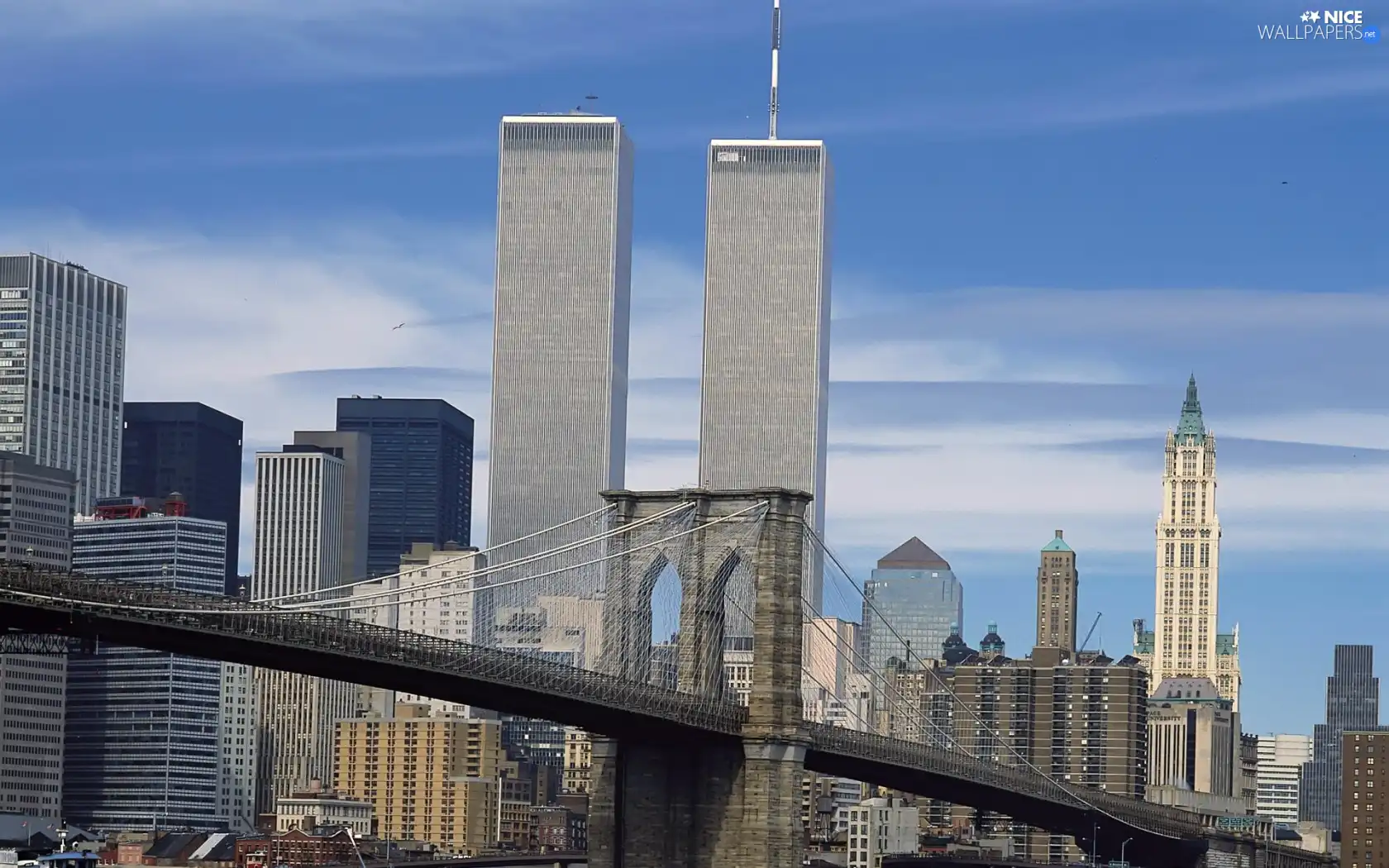 bridge, New York, Manhattan, Twin Towers