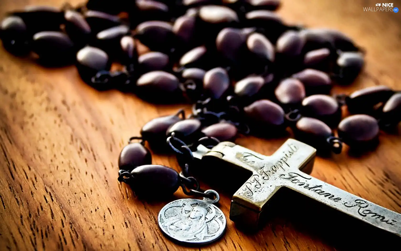 medallion, Rosary, Cross