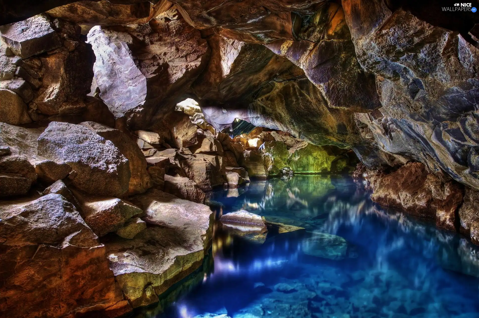 River, rocks, cave