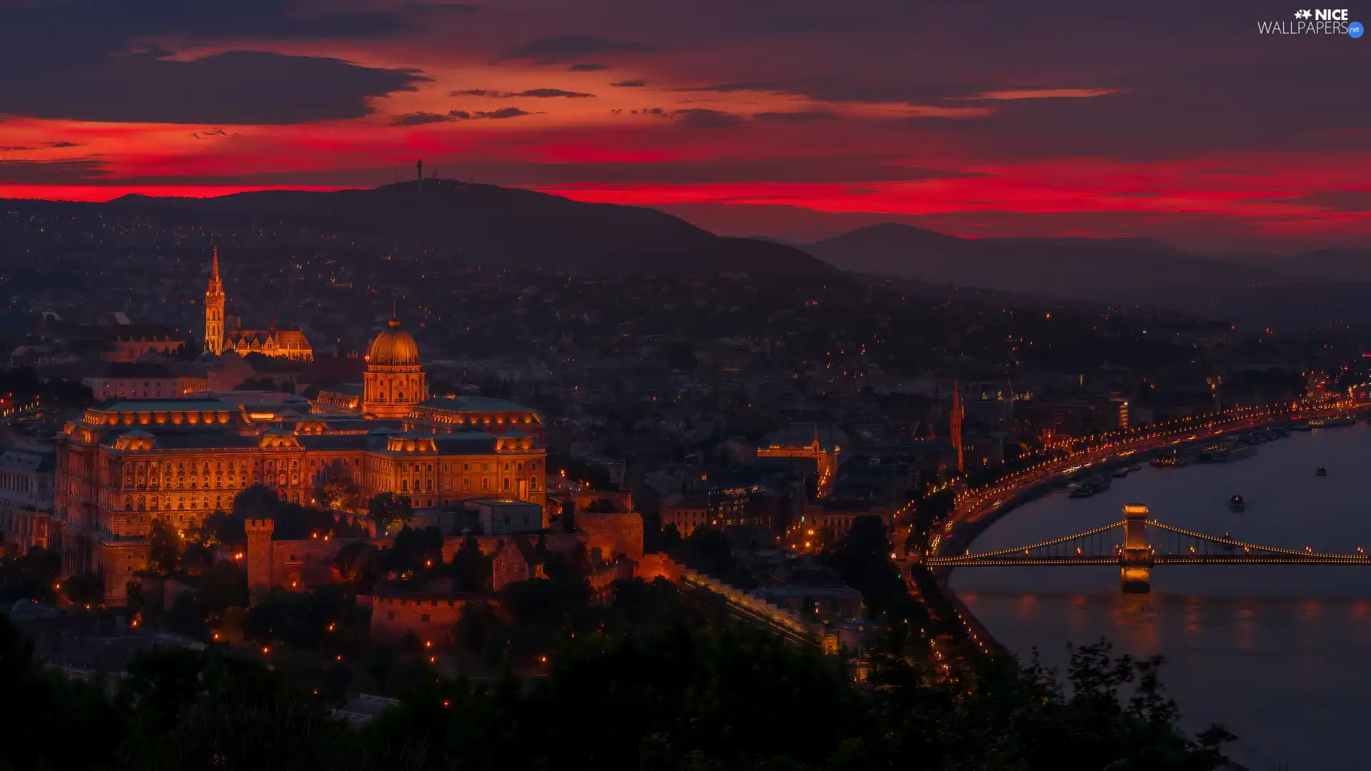 River Danube, Great Sunsets, Budapest, Hungary, bridge, The Royal Castle