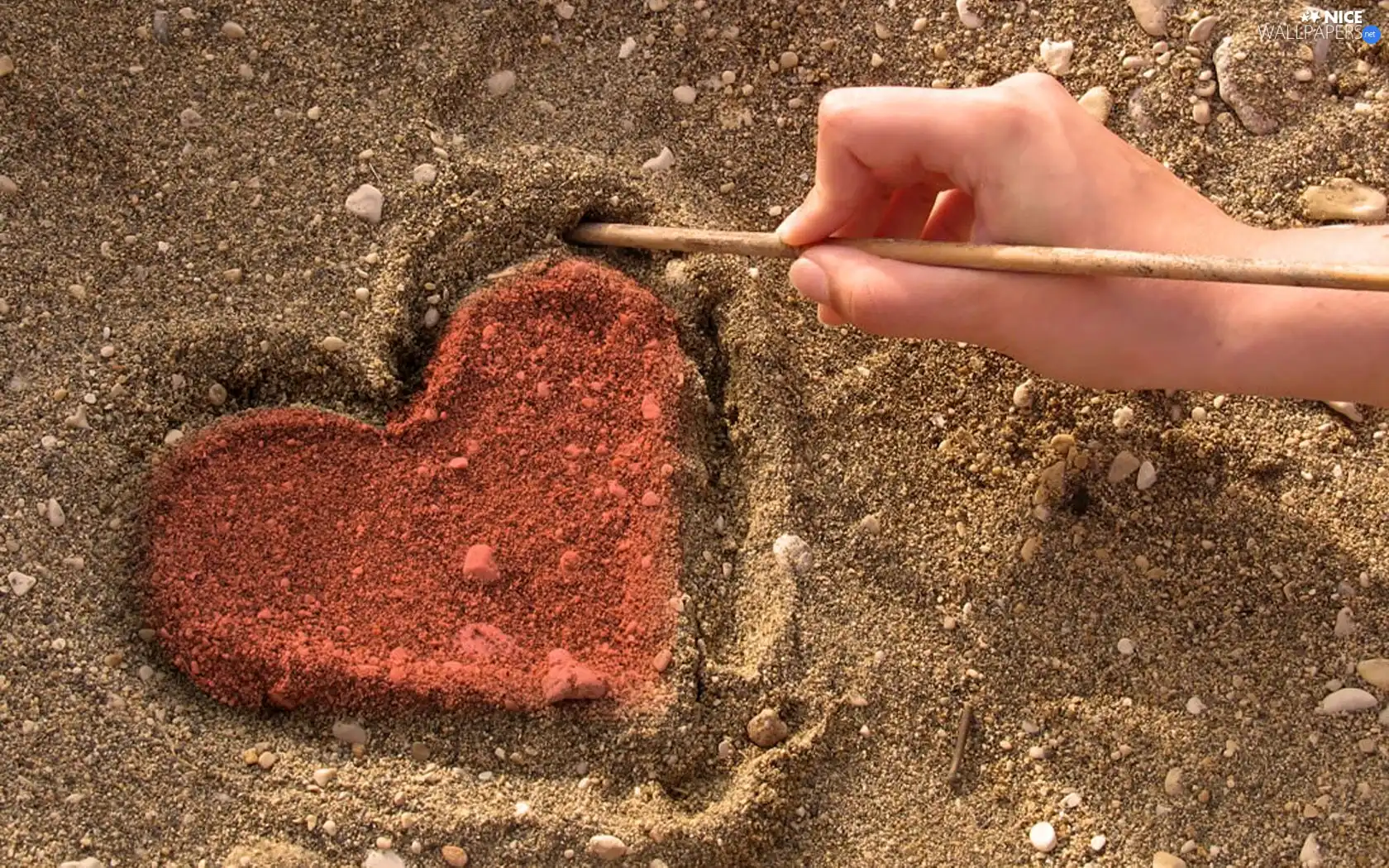 Sand, Red, Heart