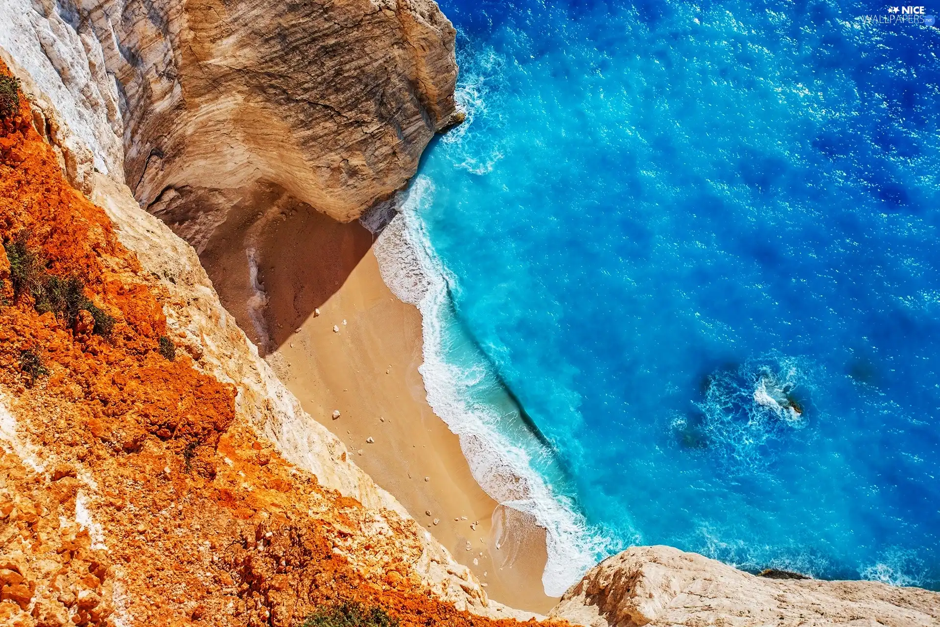 sea, Greece, cliff, Beaches, rocks