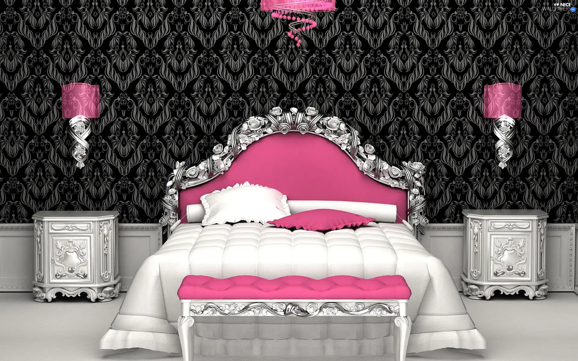 Toyota Silver, Design, White Bed, pink, Bedroom