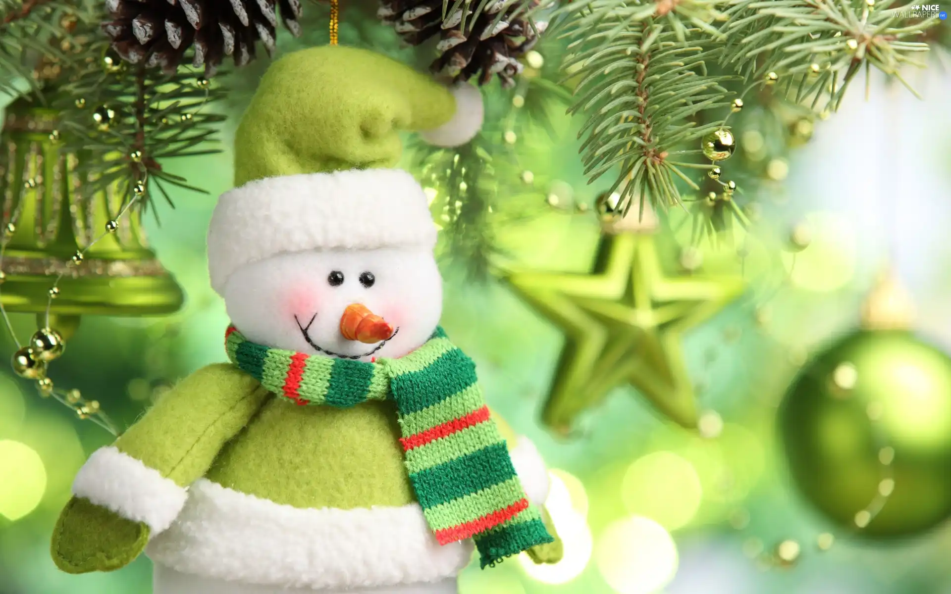 christmas tree, Snowman, Smile, ornamentation