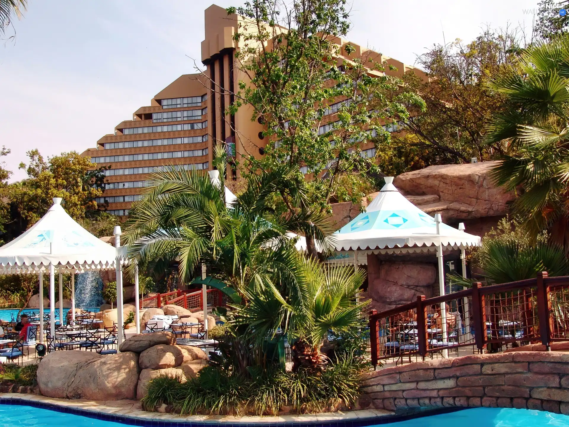 Hotel hall, bridges, South Africa, Pool