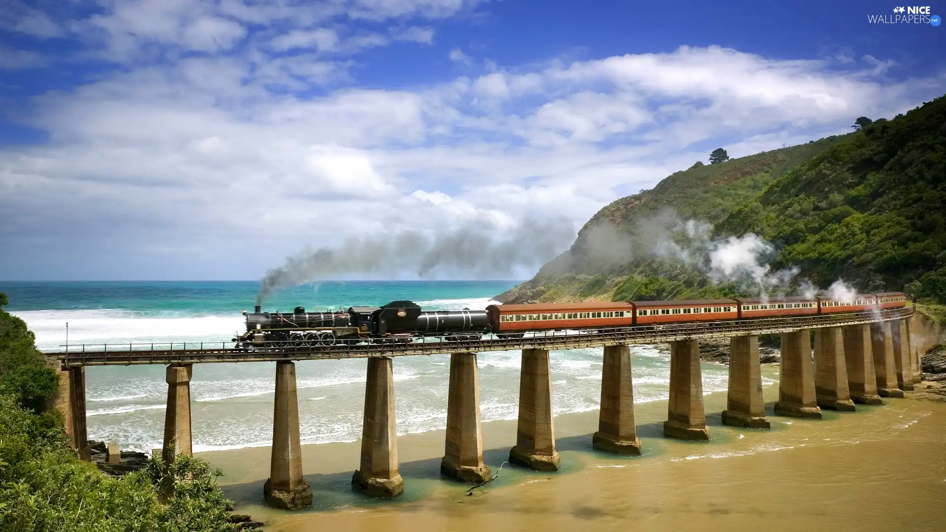 Train, sea, bridge