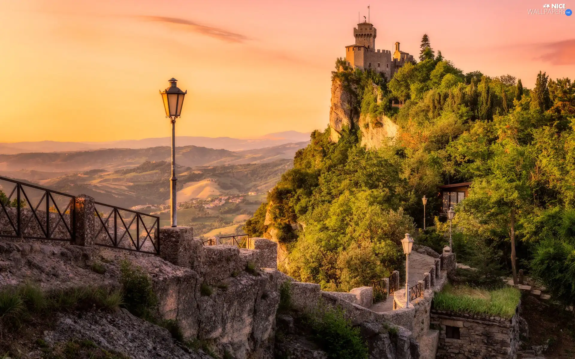 Prima Torre Castle, San Marino, the walls, Lighthouse, Monte Titano Mountain, La Rocca about Guaita Castle