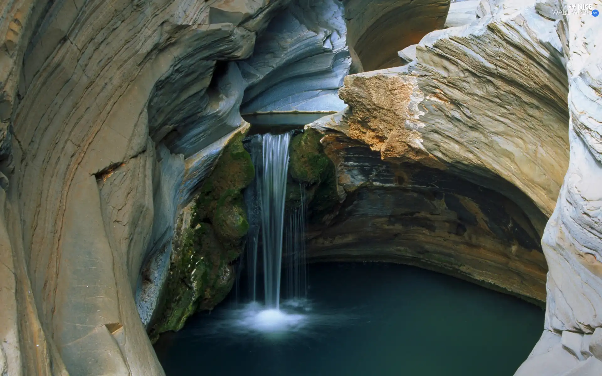 water, cave, stream