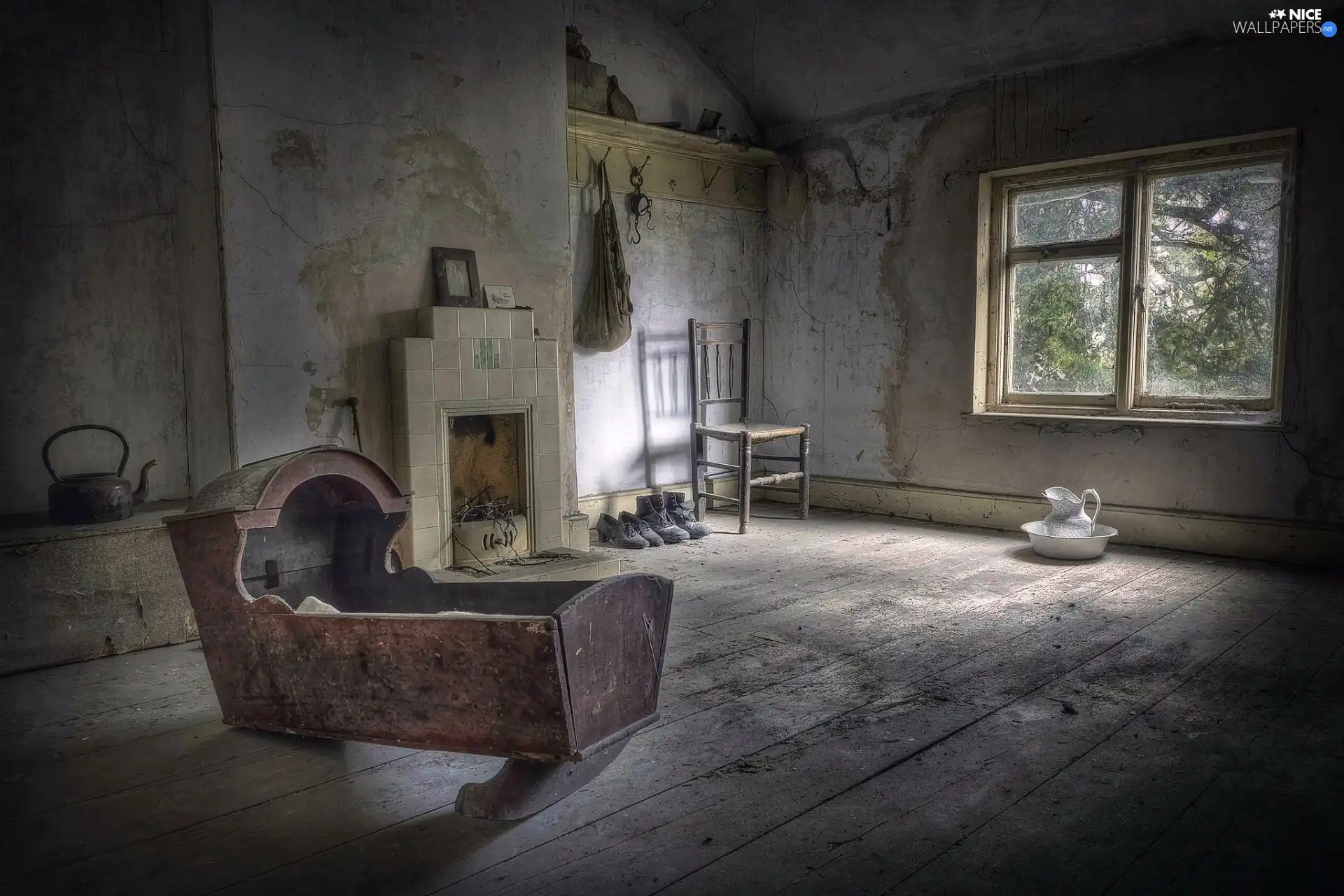 Neglected, cradle, Window, Room