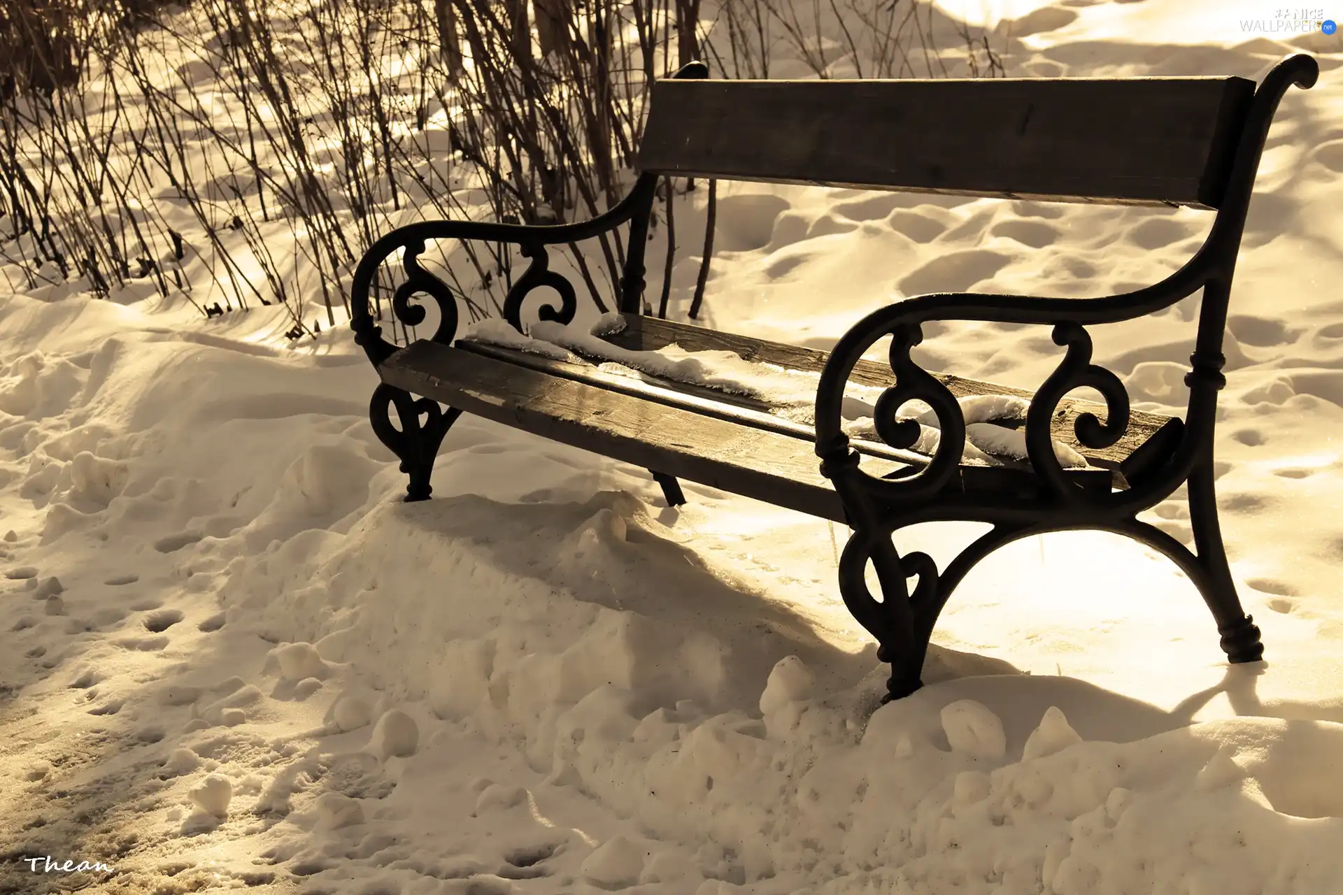 Bench, snow, winter, ##
