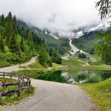 Alps, Austria, lake, Mountains, Way