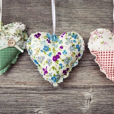 fabric, wood, background, hearts