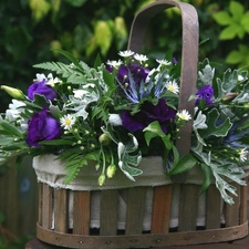 basket, bouquet, flowers