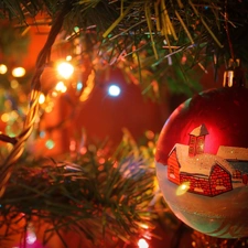 bauble, lighting, composition, christmas tree, Christmas