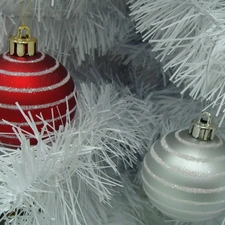 White, Christmas, baubles, Twigs