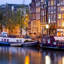 Boats, Amsterdam, night
