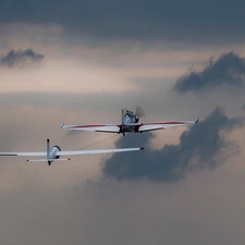clouds, plane, glider