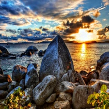 Great Sunsets, sea, clouds, rocks