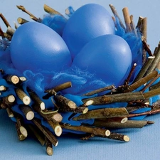 eggs, nest, Blue