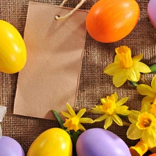 Easter, Daffodils, chit, eggs