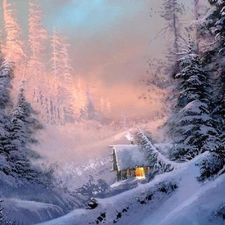 winter, Christmas, Home, forest