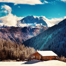 house, Mountains, winter