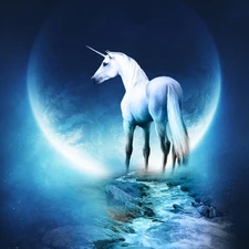 moon, unicorn, Way