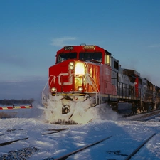 semaphore, winter, Train