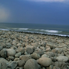 Stones, coast, Sea