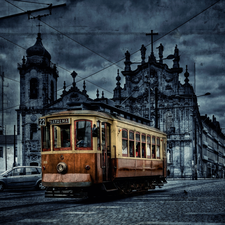 old, antique, tram, Town