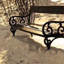 Bench, snow, winter, ##
