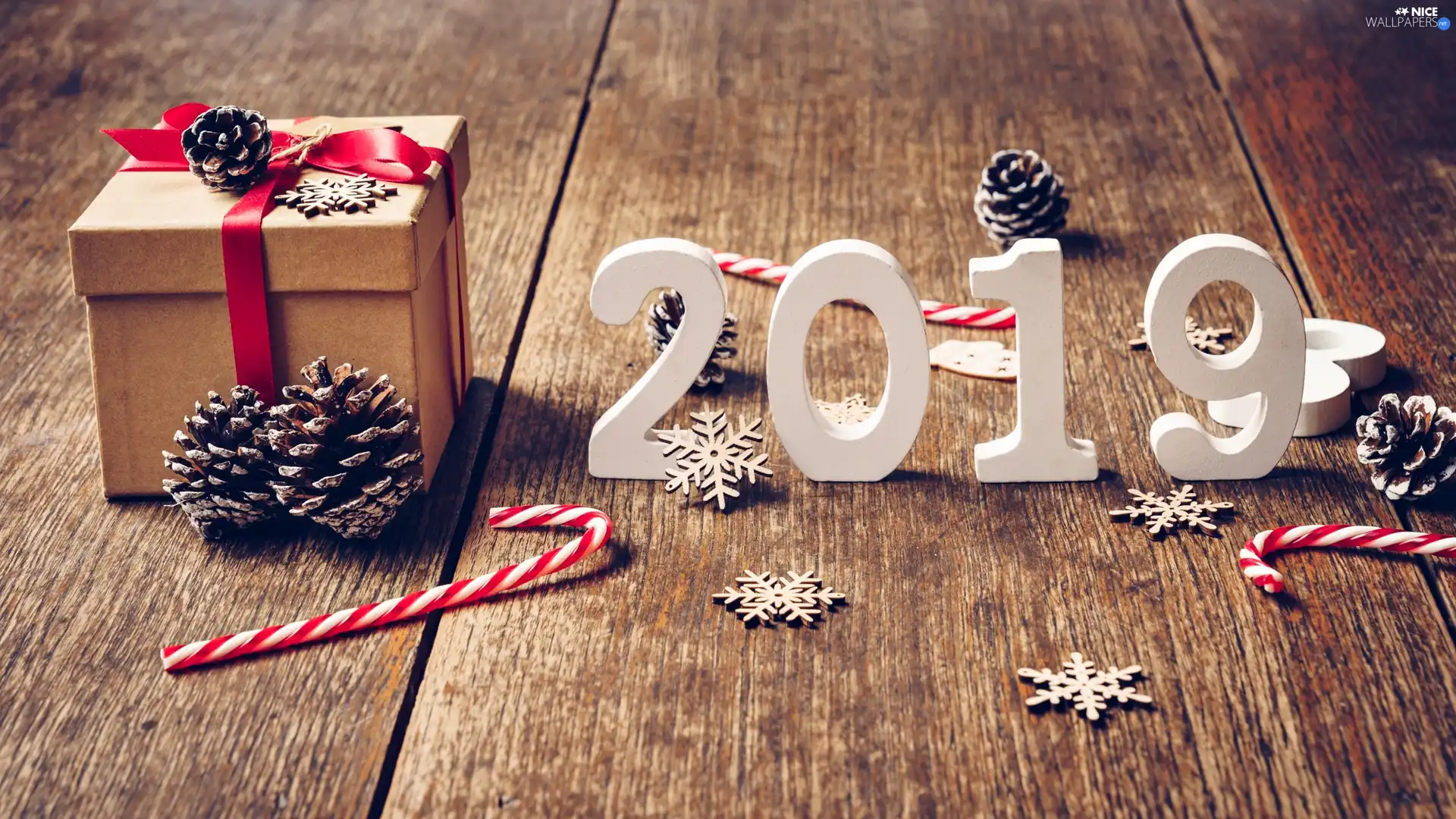 2019, Present, straws, ornamentation, cones, numbers, New Year, Stars