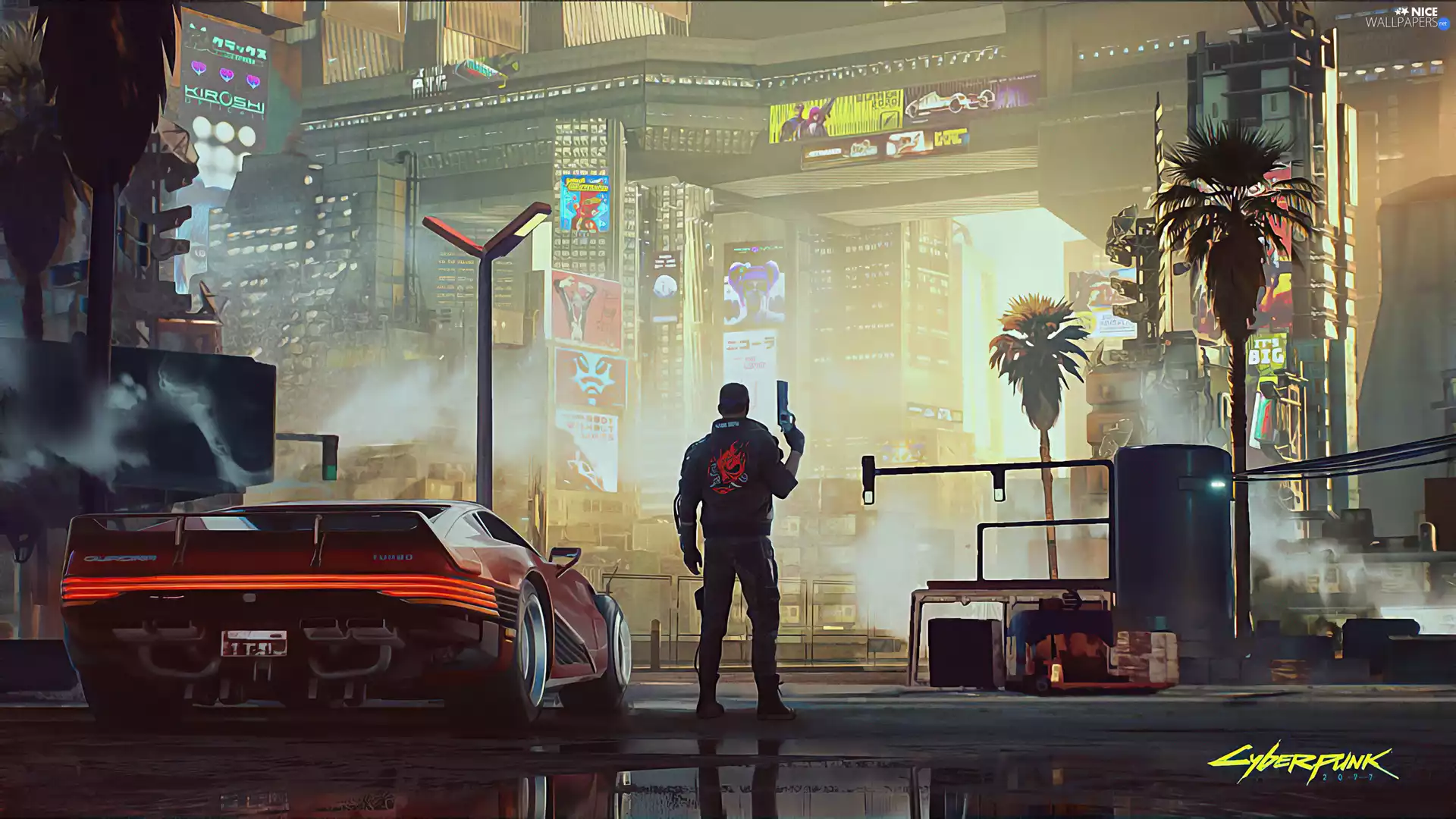 Automobile, Town, Cyberpunk 2077, Human, game