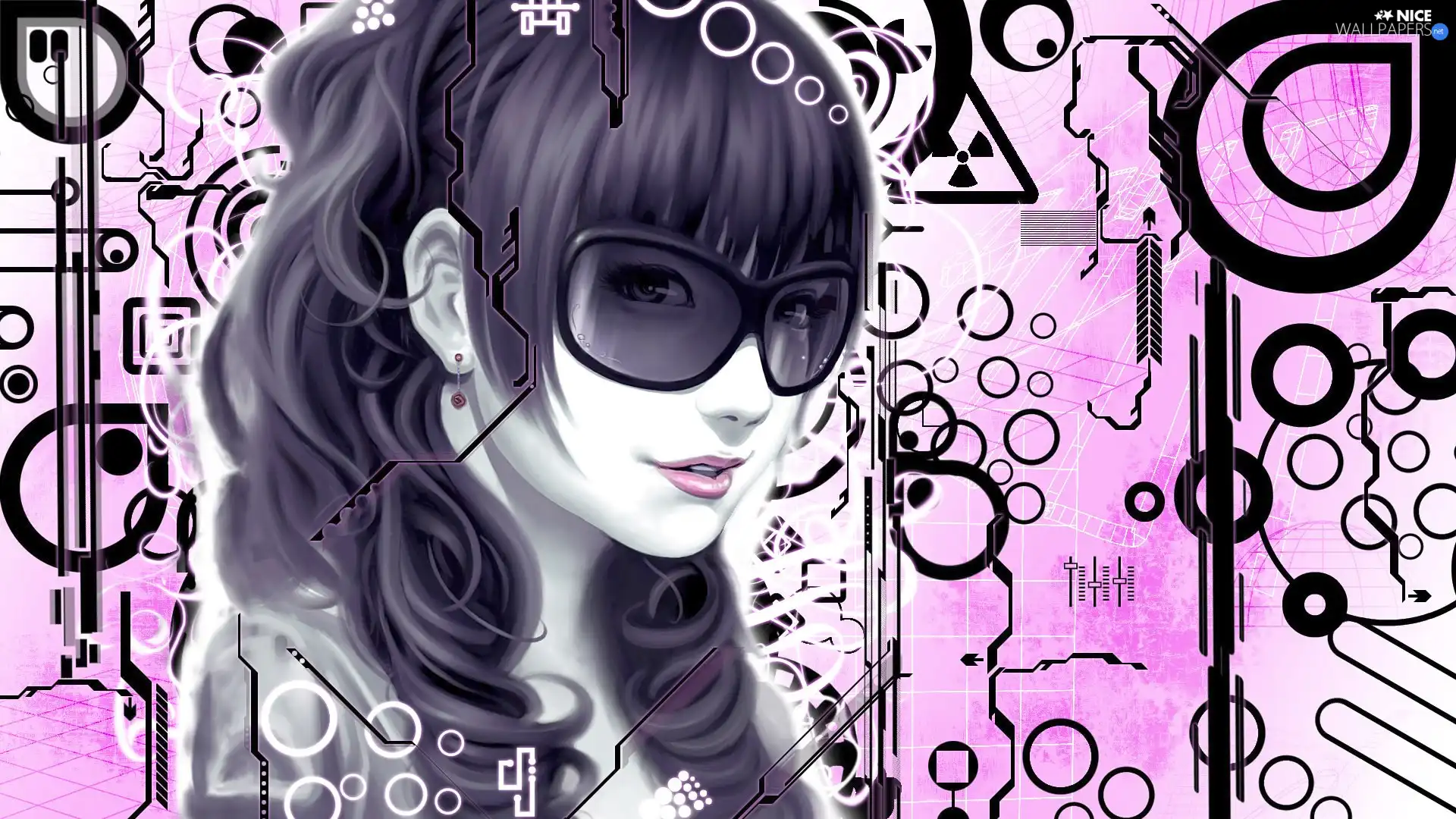 girl, patterns, 2D Graphics, Glasses