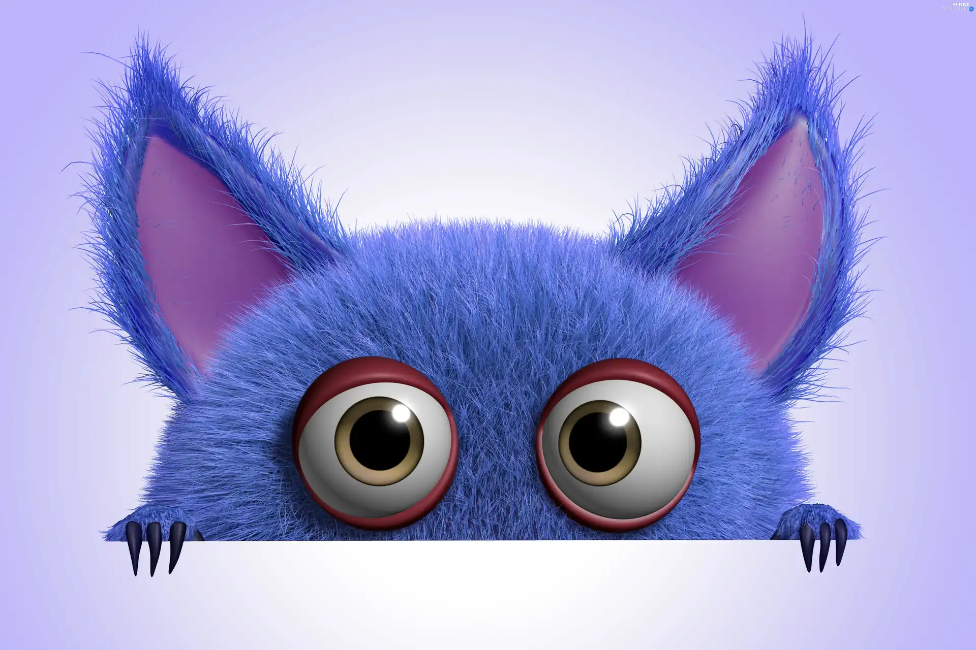 creature, ears, 3D Graphics, Eyes