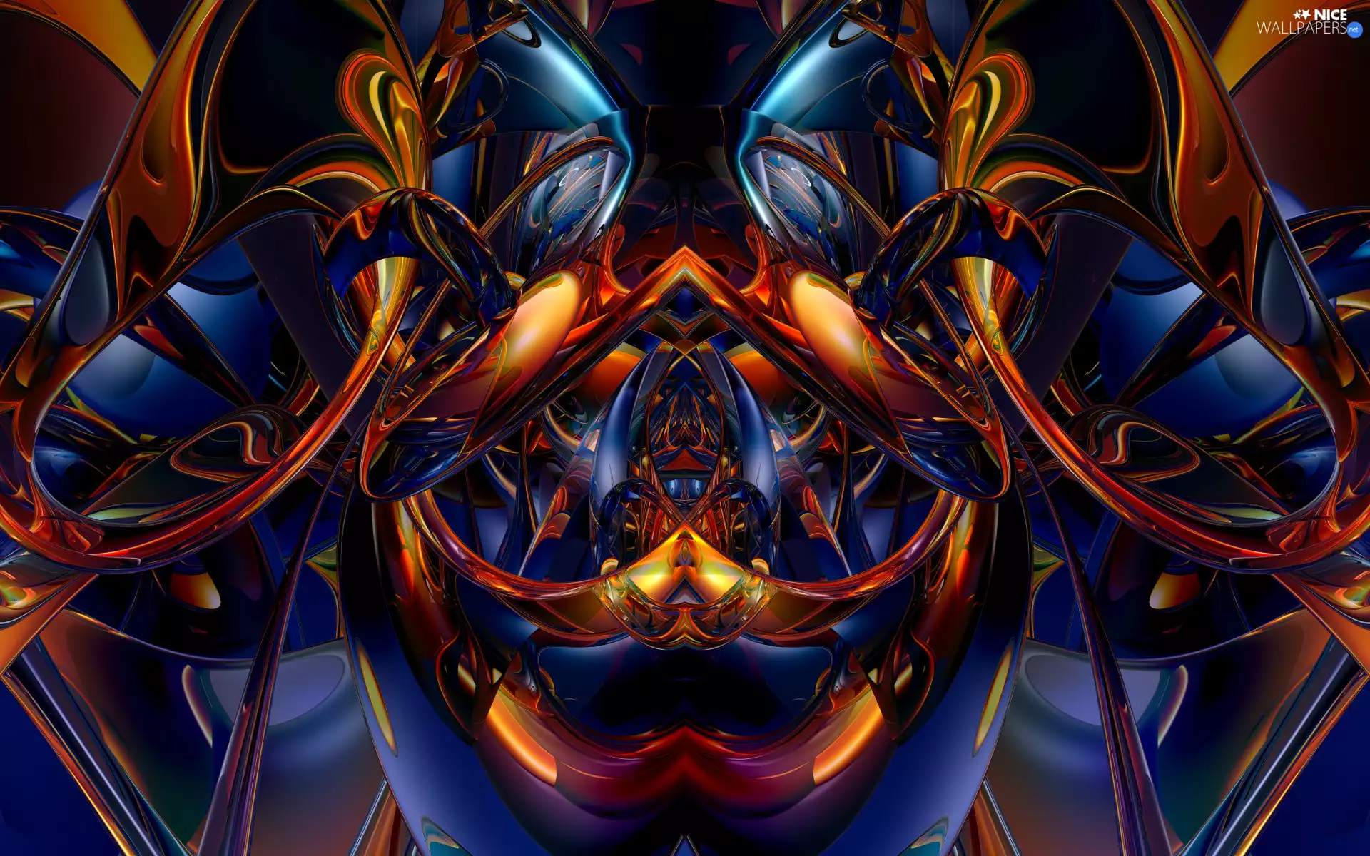 abstraction, 3D Graphics, Blue-Gold